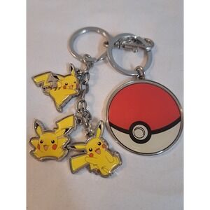 Pokemon Pikachu Keychain Lot Pokeball Charm Metal Enamel Official Nintendo 2016